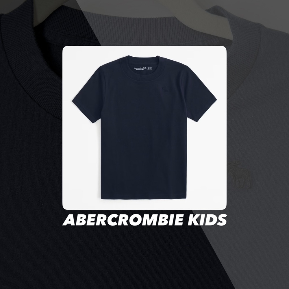 EUC Abercrombie Kids Navy Essential Icon Crew Tee